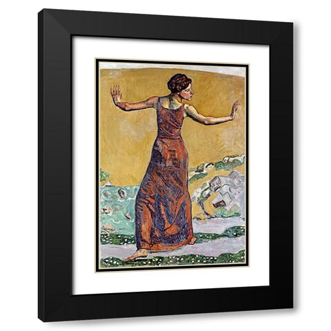 Joyous Woman Black Modern Wood Framed Art Print with Double Matting by Hodler, Ferdinand