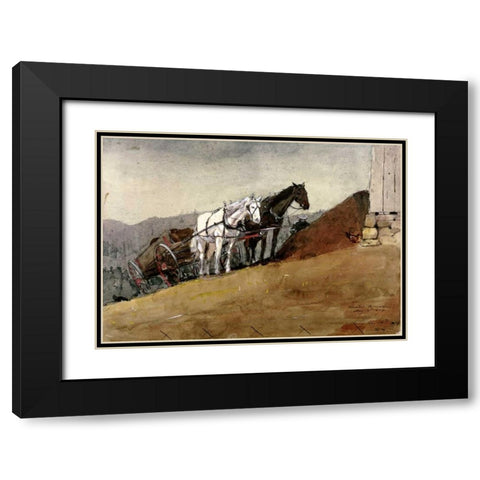 The Hill Top Barn - Houghton Farm Black Modern Wood Framed Art Print with Double Matting by Homer, Winslow