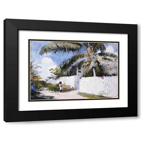A Garden In Nassau Black Modern Wood Framed Art Print with Double Matting by Homer, Winslow