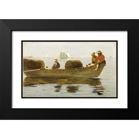 Three Boys In a Dory Black Modern Wood Framed Art Print with Double Matting by Homer, Winslow