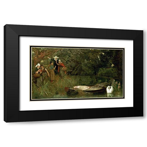 The Lady of Shalott Black Modern Wood Framed Art Print with Double Matting by Hughes, Arthur