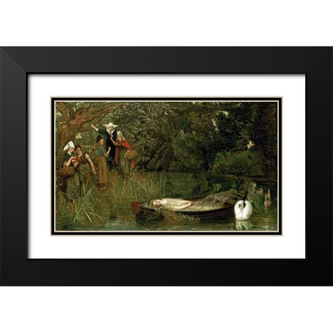 The Lady of Shalott Black Modern Wood Framed Art Print with Double Matting by Hughes, Arthur
