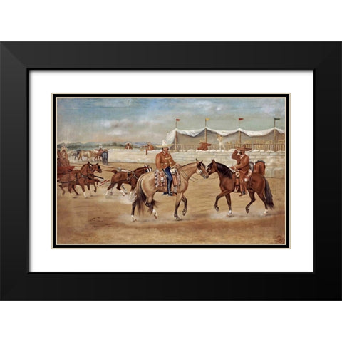 The Arrival of The Boss at The Rodeo Black Modern Wood Framed Art Print with Double Matting by Icaza, Ernesto