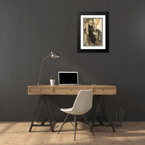 Incense Black Modern Wood Framed Art Print with Double Matting by Khnopff, Fernand