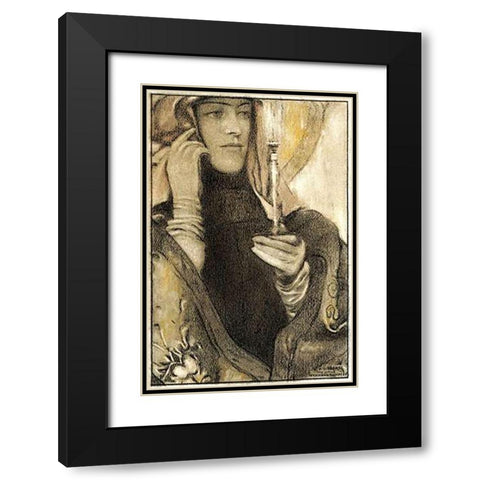Incense Black Modern Wood Framed Art Print with Double Matting by Khnopff, Fernand