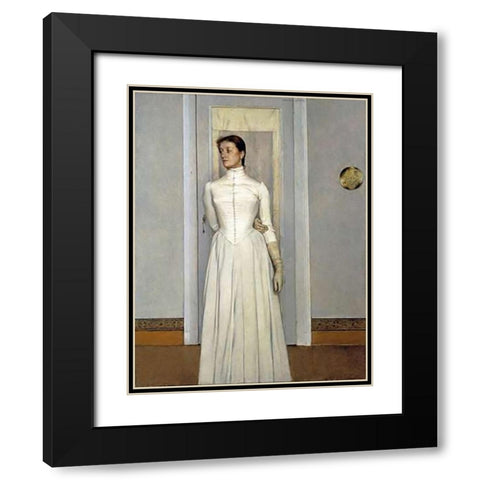 Portrait of Marguerite Black Modern Wood Framed Art Print with Double Matting by Khnopff, Fernand