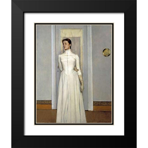 Portrait of Marguerite Black Modern Wood Framed Art Print with Double Matting by Khnopff, Fernand