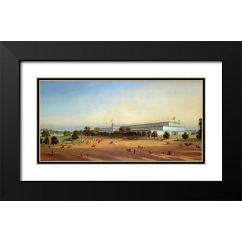 Crystal Palace During The Great Exhibition of 1851 Black Modern Wood Framed Art Print with Double Matting by Le Bihan, P.