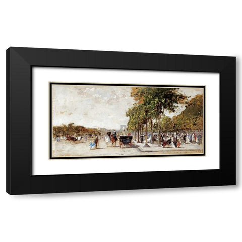 Les Champs Elysees, Paris Black Modern Wood Framed Art Print with Double Matting by Loir, Luigi