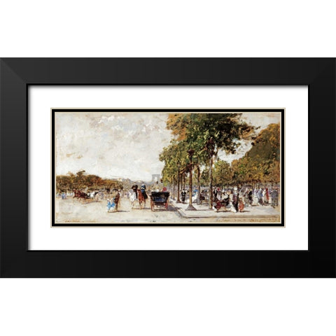 Les Champs Elysees, Paris Black Modern Wood Framed Art Print with Double Matting by Loir, Luigi