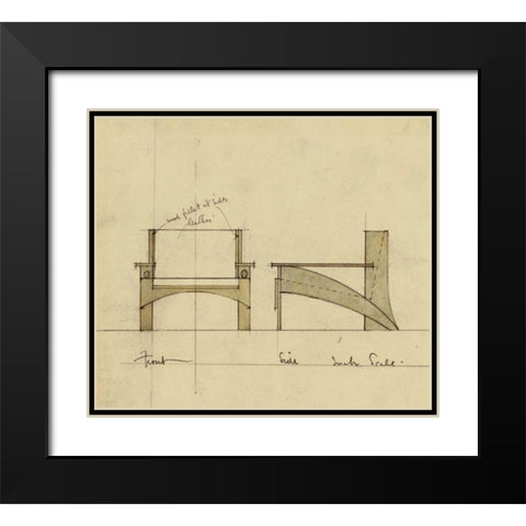Design For Armchair In Oak Black Modern Wood Framed Art Print with Double Matting by Mackintosh, Charles Rennie