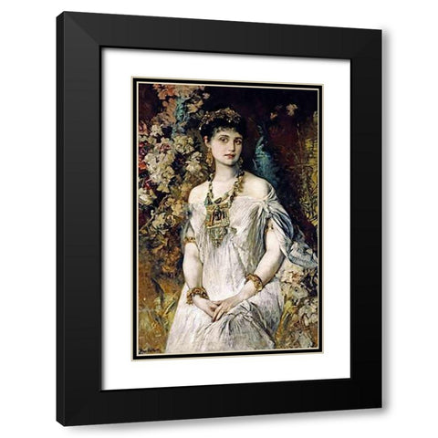 Woman In In Egyptian Costume Black Modern Wood Framed Art Print with Double Matting by Makart, Hans