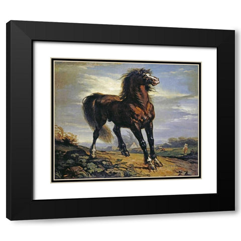The Horse Black Modern Wood Framed Art Print with Double Matting by Millet, Jean-Francois