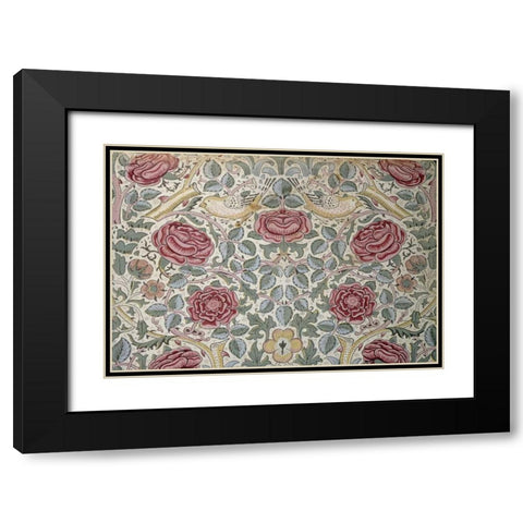 The Rose Pattern Black Modern Wood Framed Art Print with Double Matting by Morris, William
