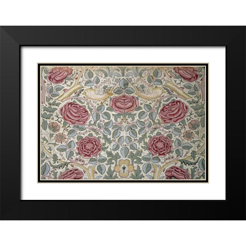 The Rose Pattern Black Modern Wood Framed Art Print with Double Matting by Morris, William