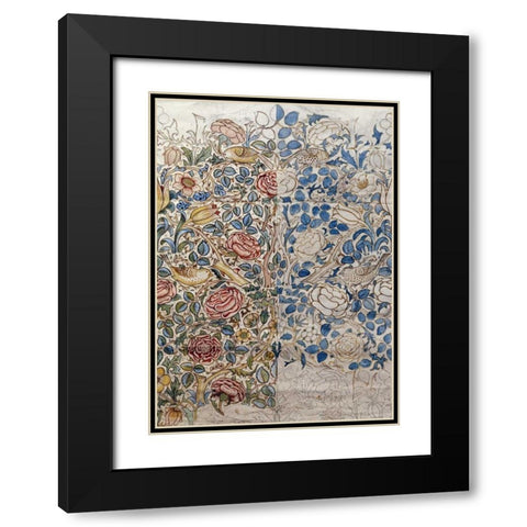 Design For Chintz: Rose Black Modern Wood Framed Art Print with Double Matting by Morris, William