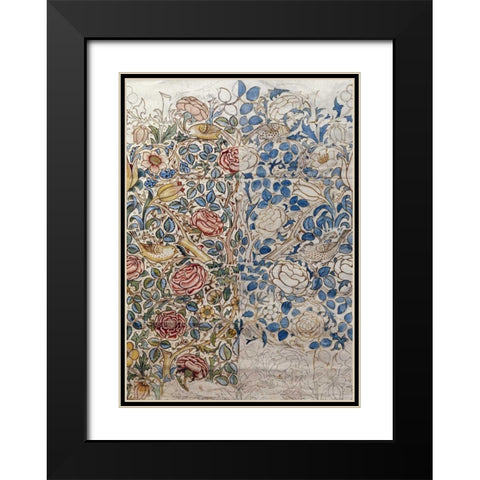 Design For Chintz: Rose Black Modern Wood Framed Art Print with Double Matting by Morris, William