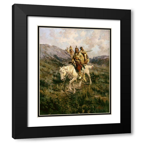 Visit To Another Tribe Black Modern Wood Framed Art Print with Double Matting by Paxson, Edgar Samuel