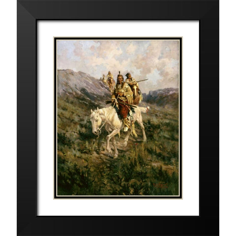 Visit To Another Tribe Black Modern Wood Framed Art Print with Double Matting by Paxson, Edgar Samuel
