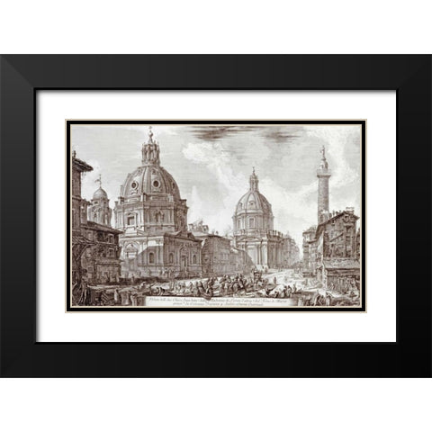 A View of Rome Black Modern Wood Framed Art Print with Double Matting by Piranesi, Giovanni Battista