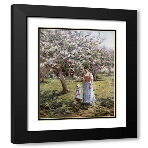 Promenade Among The Blossoms Black Modern Wood Framed Art Print with Double Matting by Robinson, Theodore