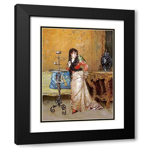 The Pet Parrot Black Modern Wood Framed Art Print with Double Matting by Simonetti, Attilio
