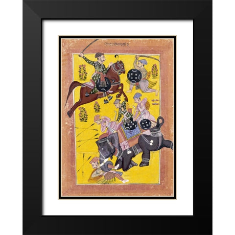 Sindhu Ragini on Horseback Black Modern Wood Framed Art Print with Double Matting by Sirohi