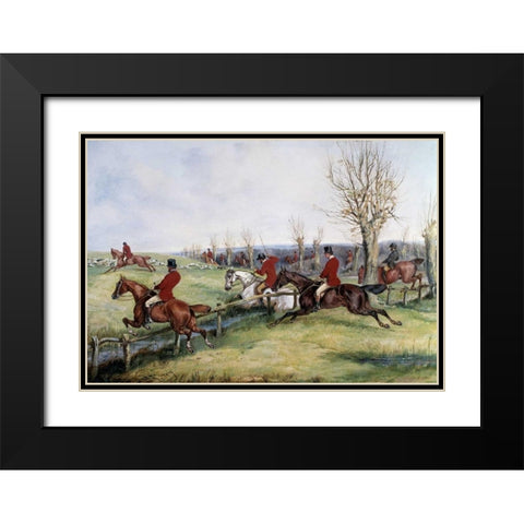 Gone Away Black Modern Wood Framed Art Print with Double Matting by Alken, Henry Thomas