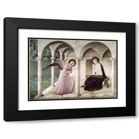 Annunciation Black Modern Wood Framed Art Print with Double Matting by Angelico, Fra
