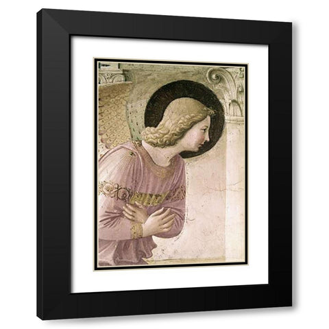 Annunciation - Detail 3 Black Modern Wood Framed Art Print with Double Matting by Angelico, Fra