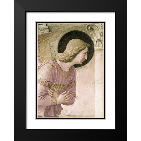 Annunciation - Detail 3 Black Modern Wood Framed Art Print with Double Matting by Angelico, Fra