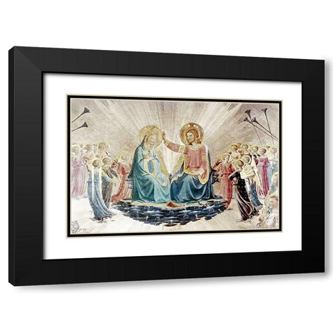 Coronation of The Virgin - Detail Black Modern Wood Framed Art Print with Double Matting by Angelico, Fra