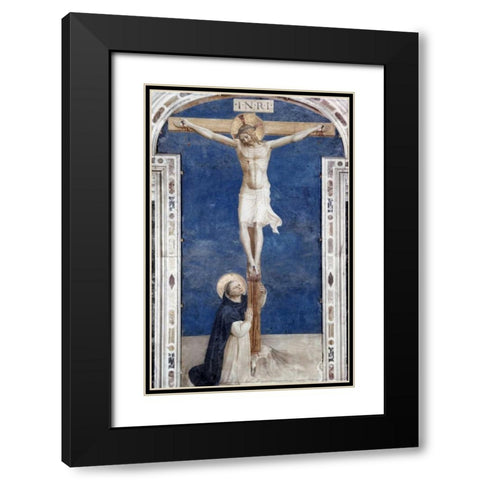Crucifixcion With Saint Dominick Black Modern Wood Framed Art Print with Double Matting by Angelico, Fra