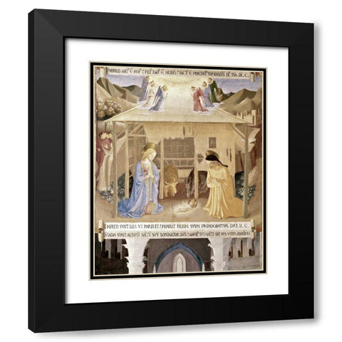 Nativity Black Modern Wood Framed Art Print with Double Matting by Angelico, Fra
