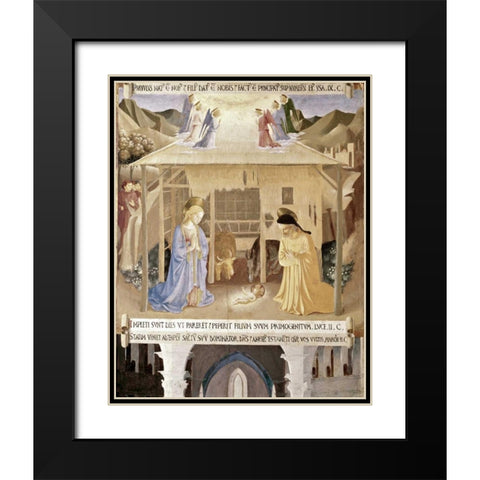 Nativity Black Modern Wood Framed Art Print with Double Matting by Angelico, Fra