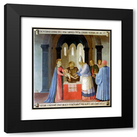 Story of The Life of Museumist Circumcision of Jesus Black Modern Wood Framed Art Print with Double Matting by Angelico, Fra