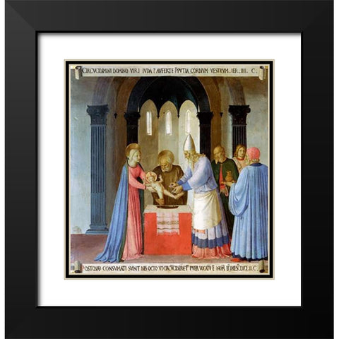Story of The Life of Museumist Circumcision of Jesus Black Modern Wood Framed Art Print with Double Matting by Angelico, Fra