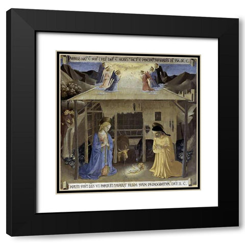 Story of The Life of Museumist Nativity Black Modern Wood Framed Art Print with Double Matting by Angelico, Fra