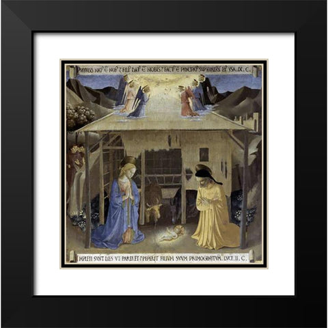 Story of The Life of Museumist Nativity Black Modern Wood Framed Art Print with Double Matting by Angelico, Fra