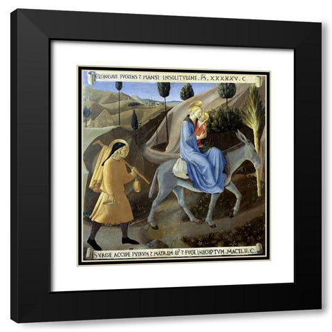 Story of The Life of Museumist The Flight To Egypt Black Modern Wood Framed Art Print with Double Matting by Angelico, Fra