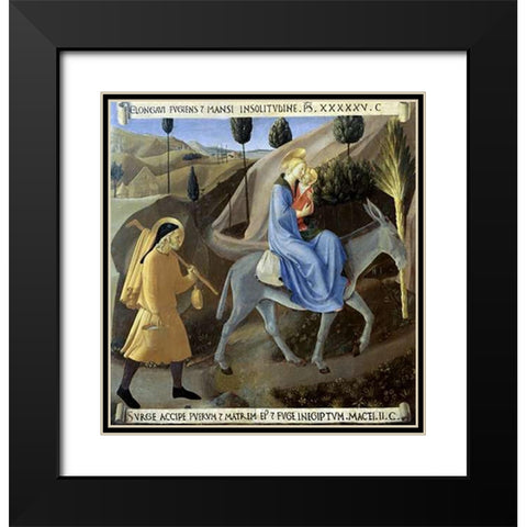 Story of The Life of Museumist The Flight To Egypt Black Modern Wood Framed Art Print with Double Matting by Angelico, Fra