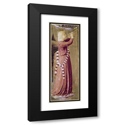 Two Angels - (Detail #2) Black Modern Wood Framed Art Print with Double Matting by Angelico, Fra