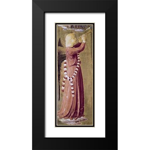 Two Angels - (Detail #2) Black Modern Wood Framed Art Print with Double Matting by Angelico, Fra