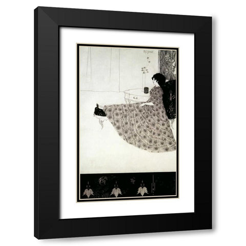 Seated Woman Black Modern Wood Framed Art Print with Double Matting by Beardsley, Aubrey