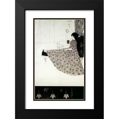 Seated Woman Black Modern Wood Framed Art Print with Double Matting by Beardsley, Aubrey