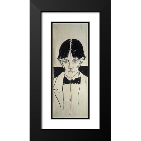 Self Portrait Black Modern Wood Framed Art Print with Double Matting by Beardsley, Aubrey