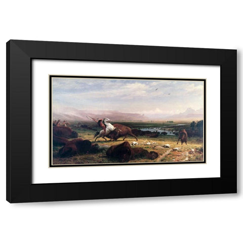 Last of the Buffalo Black Modern Wood Framed Art Print with Double Matting by Bierstadt, Albert