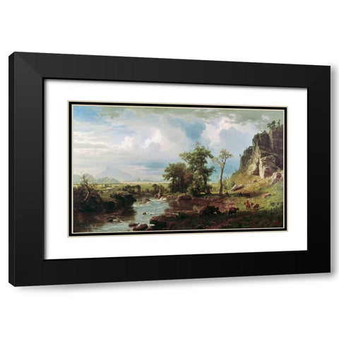 Platte River Black Modern Wood Framed Art Print with Double Matting by Bierstadt, Albert