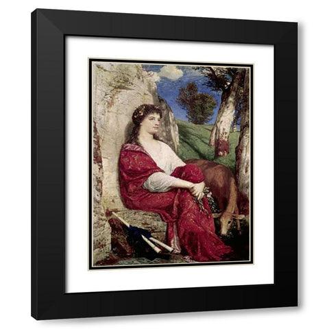 Euterpe; Muse of Music and Lyric Poetry Black Modern Wood Framed Art Print with Double Matting by Bocklin, Arnold