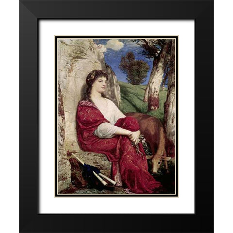 Euterpe; Muse of Music and Lyric Poetry Black Modern Wood Framed Art Print with Double Matting by Bocklin, Arnold